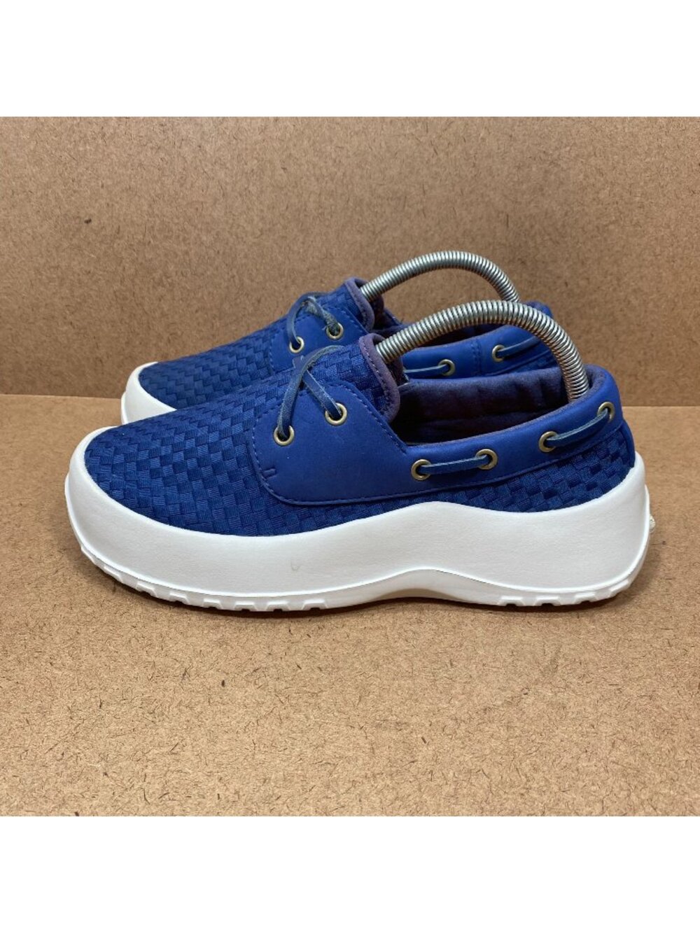 Soft Science Mens Fin 3.0 Boat Shoes Size 7 Blue White Woven Lace-Up Sneakers